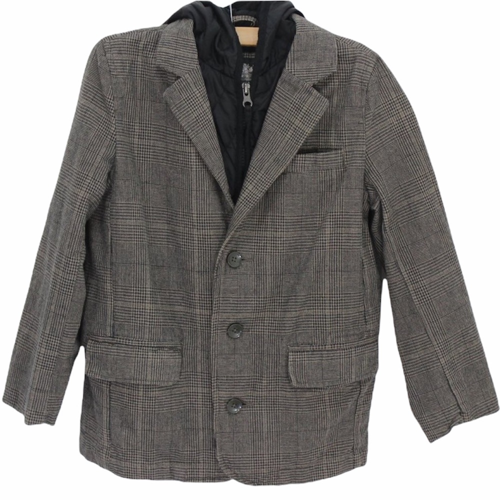 PLACE Boy's Plaid Lined Jacket Attached Hood